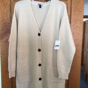 VYLETTE  Brand name.  Long  Length,   Color Tan .  Woman’s sweater size XLG